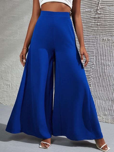 Blue Wide Leg Pants, Women Bottoms, Shein Pants, Women Pants, Blue Pants, Dream Wardrobe, Leg Pants, Wide Leg Pants, Pant Jumpsuit