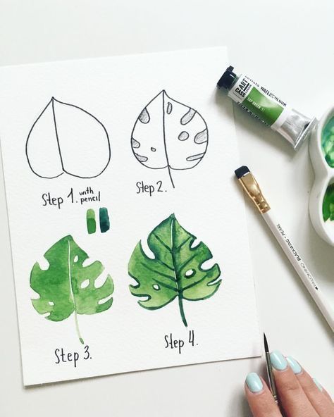 leaf watercolor how to step by step Tracing Pictures, Ako Kresliť, Arte Doodle, Paintings Pictures, Drawing Sheet, Watercolor Paints, Watercolour Tutorials, Drawing Tips, Art Journals