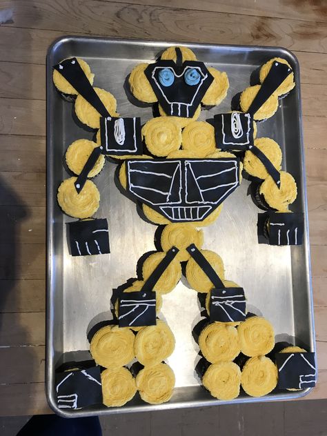 Mini Cupcake Cake Transformers Bumblebee. Bumblebee Cupcake Cake, Bumble Bee Cupcakes Transformers, Bumblebee Cupcakes Transformers, Transformers Cupcake Cake, Bumble Bee Cake Transformers, Bumblebee Transformers Cake, Transformer Cupcakes, Bumble Bee Transformer Cake, Fortnite Cupcakes