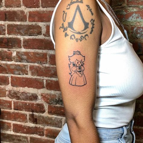 Princess Peach Tattoo, Peach Tattoo, Tattoo Thoughts, Cactus Tattoo, Minimalist Tattoos, Discreet Tattoos, Tat Ideas, Tattoo Inspo, Ink Art