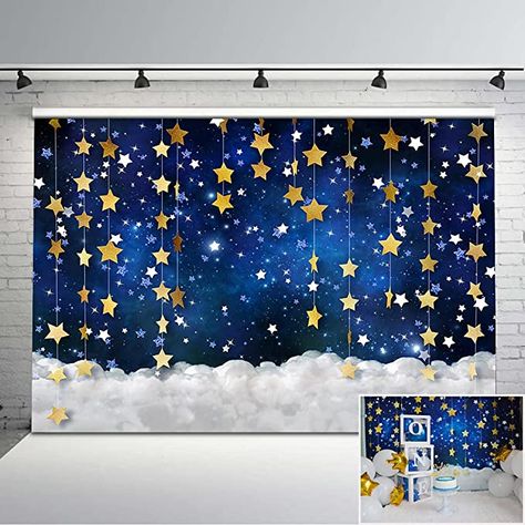 Cake Table Birthday, Blue Galaxy, Space Birthday, Baby Shower Backdrop, Space Party, Party Background, Star Baby Showers, Twinkle Twinkle Little Star, Space Theme