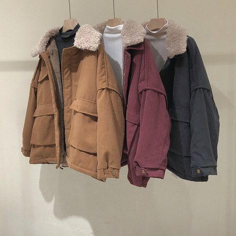 Winter Women Short Fur Cotton Harajuku Jacket Clothing Plus Velvet Oversize Thickened Warm Overcoat Trench Fleece Parker Coat Parker Coat, Harajuku Jacket, Winter Women, Jacket Outfits, Military Jacket, Harajuku, Velvet, Womens Shorts, Clothes