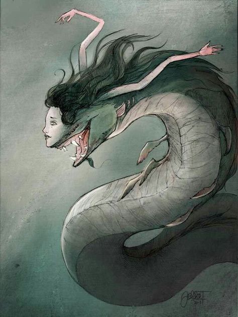 The lure of the Siren Mermaid Drawings, 다크 판타지, Monster Concept Art, Beautiful Mermaids, Scary Art, Mythical Creatures Art, Mythological Creatures, Creepy Art, Monster Design