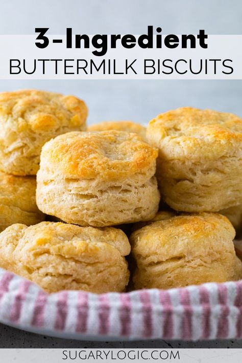 Experience the joy of homemade baking with this easy 3-Ingredient Buttermilk Biscuit recipe. Enriched with self-rising flour, butter, and buttermilk, these biscuits deliver on all fronts - tender, flaky, and fluffy, enticing your senses. Perfect for busy weekdays or lazy weekends, they're ready in minutes, allowing you to indulge in warm, soul-soothing biscuits any day. Biscuit Recipe With Self Rising Flour, Easy Biscuit Recipe 3 Ingredients, Biscuits Without Baking Powder, 3 Ingredient Biscuits, Biscuits Self Rising Flour, 3 Ingredient Biscuit Recipe, Buttermilk Biscuits Easy, Flour Biscuits, Milk Biscuits