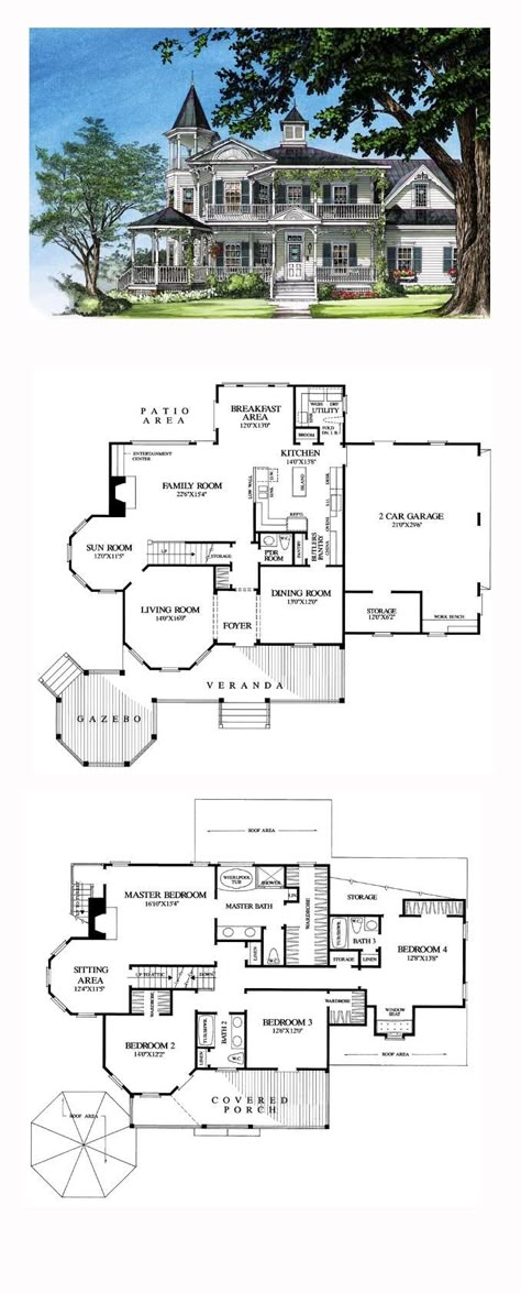 Victorian House Plan, Outside Stairs, External Staircase, Finished Garage, Victorian Style House, Victorian House Plans, Modern Floor Plans, Two Story House Plans, Two Story House