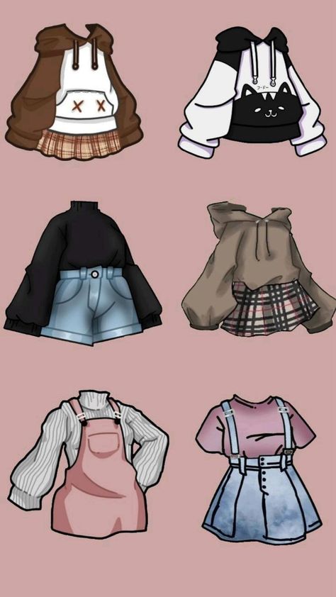 Cute Tops Drawing, Cute Kawaii Outfits Drawing, Art Base Clothes, Cute Clothes To Draw, Drawing Chibi Clothes, Body With Clothes Drawing, Sketch Outfit Ideas, Fashion Sketch Base, Chibi Outfit Ideas