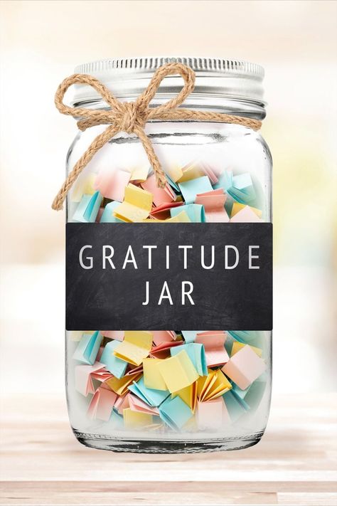 glass jar full of hand written notes with gratitude Jar Of Activities, Gratitude Jar Aesthetic, Gratitude Jars Diy, Gratitude Gift Ideas, Jar Of Gratitude, Thankful Jars, Gratitude Jar Ideas, Gratitude Jar Printable, Appreciation Jar