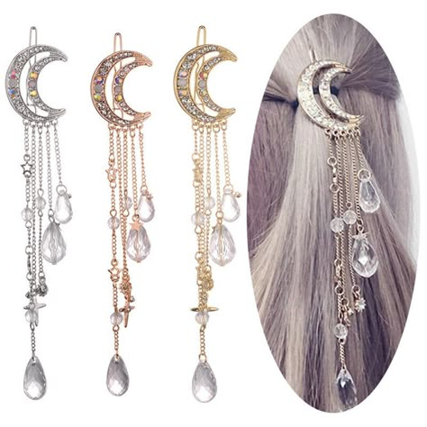 Babylights Hair, Hair Earrings, Beaded Hair Pins, Beaded Hair Clips, Crystal Hair Clips, Crystal Hair Pins, Bridal Hair Clip, Magical Jewelry, Moon Crystal