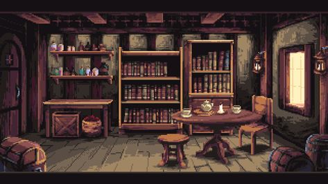 Home / Twitter Medieval Room, Art Rooms, Medieval Games, Pixel Art Landscape, Magical Room, Bookshelf Art, Design Dragon, Pixel Art Background, Fantasy Rooms