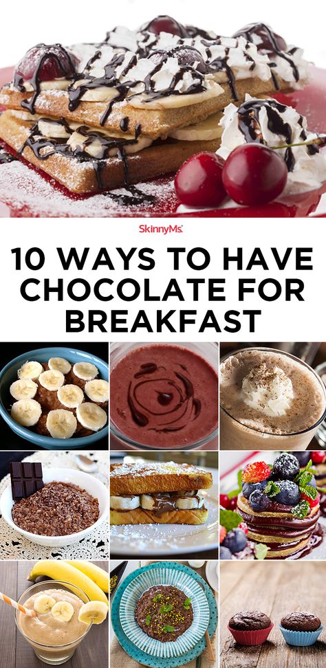 You don’t need to say “see ya” to chocolate because you’re slimming down. Here are 10 ways to have chocolate for breakfast—without a shred of guilt!  #chocolate #breakfast #recipe Chocolate For Breakfast, Delicious Healthy Breakfast Recipes, Protein Packed Smoothies, Breakfast Chocolate, Thm Breakfast, Chocolate Breakfast, Clean Eating Lifestyle, Food Wars, What's For Breakfast