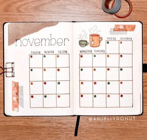 November Bujo Calendar, November Bujo Spread, November Planner Ideas, November Planner, Autumn Bullet Journal, March Bullet Journal, Dotted Journal, Bullet Journal Month, Journal 2024