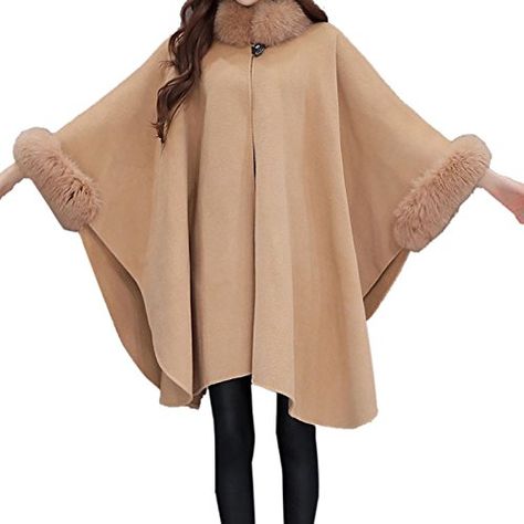 Cape Poncho Coat Faux Fur keep warm in winter Womens Cape Coat, Fur Cloak, Mantel Cape, Poncho Coat Cape, Wool Cape Coat, Thick Cardigan, Poncho Coat, Vintage Cape, Gilet Long