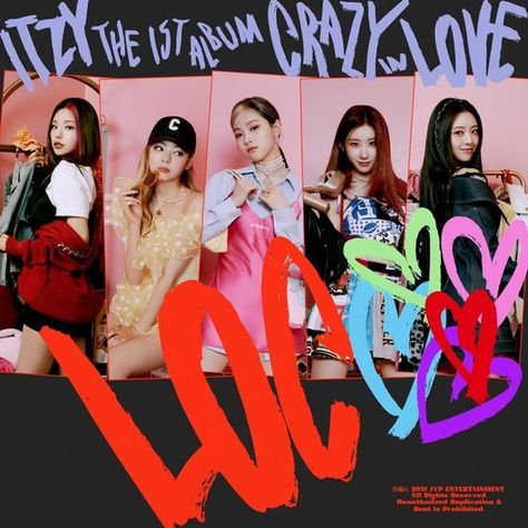 Itzy 1st full album Cd Album Design, Loco Itzy, Itzy Crazy In Love, Itzy Loco, Album Covers Music, K Pop Albums, Kpop Album, Love Cover, Pop Albums