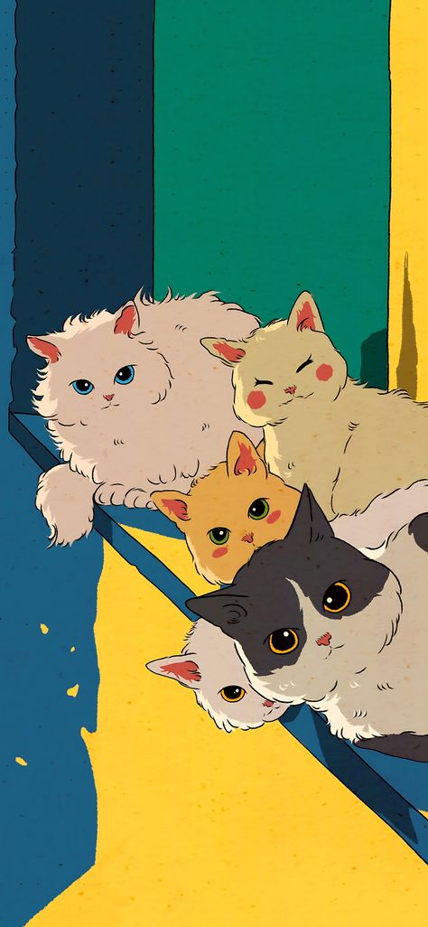 Cat Phone Wallpaper, Pop Art Wallpaper, Cute Simple Wallpapers, Cool Wallpapers Art, Dessin Adorable, Kawaii Wallpaper, Cat Wallpaper, Anime Scenery Wallpaper, Cute Wallpaper Backgrounds