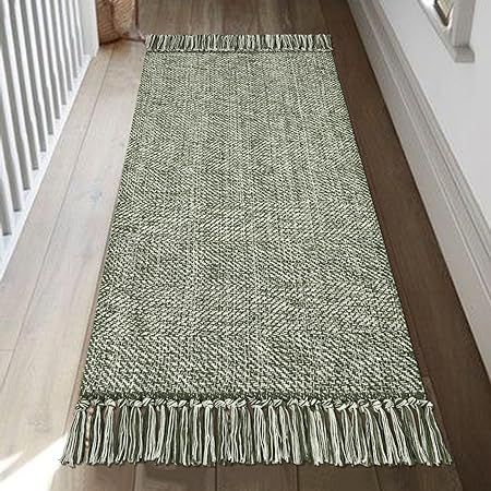 Amazon.com: Collive Kitchen Runner Rug, 2' x 4.3' Hand-Woven Reversible Washable Rug, Olive Green/Cream Cotton Modern Farmhouse Bathroom Rug Hallway Carpet for Foyer Bedroom Entry Back Door Decor : Home & Kitchen Sage Green Runner, Back Door Decor, Farmhouse Bathroom Rug, Green Bath Rug, Kitchen Runners, Washable Runner Rug, Cleaning Methods, House Hacks, Modern Farmhouse Bathroom Rug