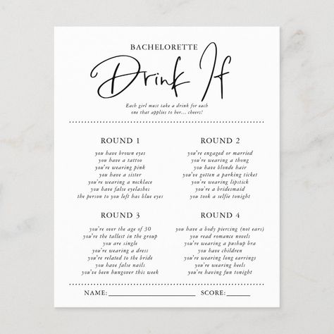 Bachelorette Party Game, Drink If, Bachelorette Party Supplies, Awesome Bachelorette Party, Chic Bridal Showers, Bachelorette Games, Bachelorette Party Games, Bridal Shower Game, Change Background