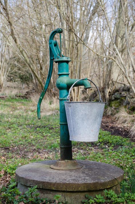 Old Hand Water Pump With A Bucket Stock Photo - Image of decorative, drink: 70008964 Old Water Pumps, Hand Water Pump, Backyard Creations, Old Bucket, Outdoor Ponds, Pump It Up, Moon Pictures, Water Features In The Garden, Well Pump