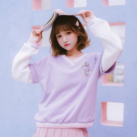 Cute Dog Stitching Sweatshirt SE20118 Mediterranean Makeup, Ulzzang Hoodie, Puppy Embroidery, Japanese Hoodie, Kawaii Harajuku, Pastel Fashion, Kawaii Fashion Outfits, Kawaii Shop