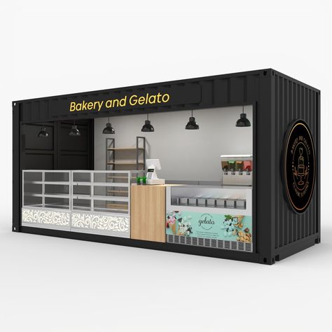 Container Bakery, Bakery Container, Vendor Cart, Market Stall, Bakery Design, Container Design, Market Stalls, Booth Design, Low Poly