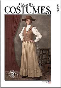 McCall's Misses' Old West Costume Sewing Pattern Packet, Design Code M8398, Sizes 18-20-22-24-26 Western Sewing Patterns, Waistcoat Pattern, Girls Cape, Western Skirts, Sewing Templates, Western Costumes, Costume Sewing Patterns, Costume Patterns, Mccalls Sewing Patterns