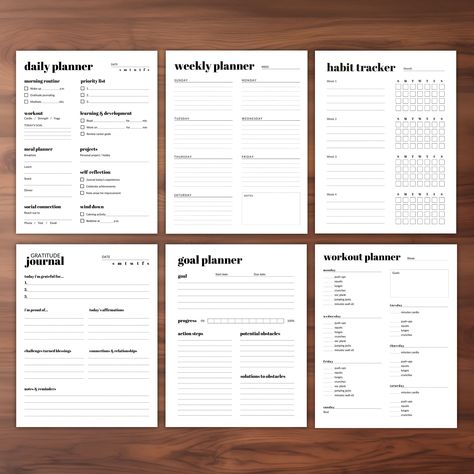 Streamline your productivity with our Minimalist Digital Productivity Bundle. This comprehensive collection features six essential tools designed to help you organize your life and cultivate positive habits with simplicity and elegance. Keep track of your daily tasks with the Daily Planner, plan your week efficiently with the Weekly Planner, and practice gratitude with the Gratitude Journal. Set a#PlannerPrintables #DailyPlanner #WeeklyPlanner #MonthlyPlanner #PrintablePlanner #OrganizedLife #PlannerAddict #ProductivityTools #PlanningMadeEasy #StayOnTrack Atomic Habits Worksheets, Good Notes Tips, Planner Cover Digital, Goal Tracker Template, Digital Planner Cover, The Gratitude Journal, Planner Ideas Digital, Daily Planner Journal, Aesthetic Digital Planner