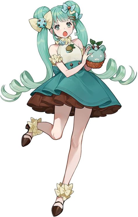 Art Kawaii, Chocolate Mint, Poses References, 영감을 주는 캐릭터, Mint Chocolate, Anime Figures, Hatsune Miku, Blue Hair, Character Design Inspiration