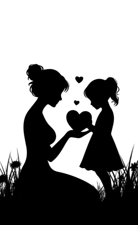 Mom And Daughter Images, Metaphorical Drawings, Cute Mother And Daughter Drawings, Mother And Daughter Aesthetic Faceless, Mom Daughter Drawing, Mother Daughter Drawing, Mom And Daughter Drawing, College Canvas Paintings, Mother And Daughter Drawing