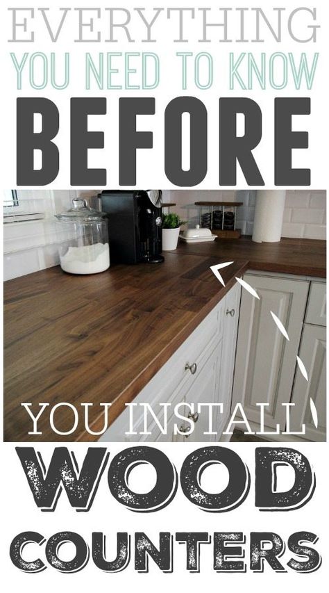 Everything you need to know before you install wood counters in your kitchen! | The Creek Line House Wood Counters, Wood Kitchen Counters, Cheap Kitchen Makeover, Wood Countertops Kitchen, Outdoor Kitchen Countertops, Diy Kitchen Renovation, Wood Counter, Butcher Block Countertops, Wood Countertops