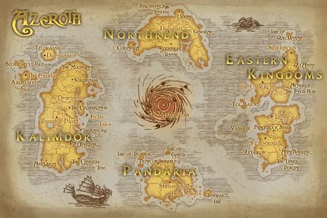 Map of Azeroth World Of Warcraft Map, Warcraft Map, Azeroth Map, Concept Map, Blizzard Entertainment, Wow Art, My Money, World Of Warcraft, Map Poster