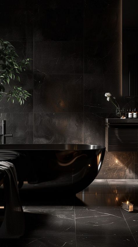 Dark Bathroom Design Ideas: Embrace Elegance and Modernity - Remodr Moody Master Bath, Dark Bathroom Design, Dark Shower Curtain, Moody Master, Cabin Rooms, Dark Green Bathrooms, Ensuite Design, Moody Bathroom, Dark Accent Walls