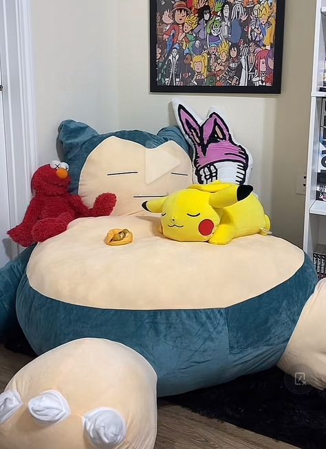 Snorlax Beanbag Chair, Giant Snorlax Bean Bag, Snorlax Bean Bag Chair, Giant Snorlax Plush, Snorlax Room Decor, Bape Bedroom, Snorlax Beanbag, Pokemon Bean Bag, Snorlax Bed