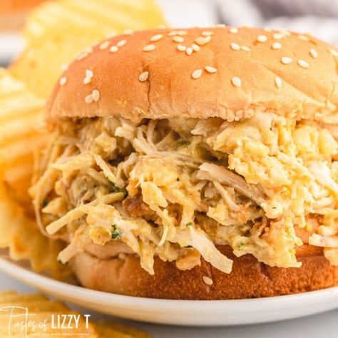 Ohio Shredded Chicken Sandwiches, Ohio Shredded Chicken, Ohio Recipes, Stove Top Stuffing Recipes, Slow Cooker Meal Prep, Shredded Chicken Sandwiches, Chicken Sandwich Recipe, Hot Chicken Sandwiches, Chicken Stuffing