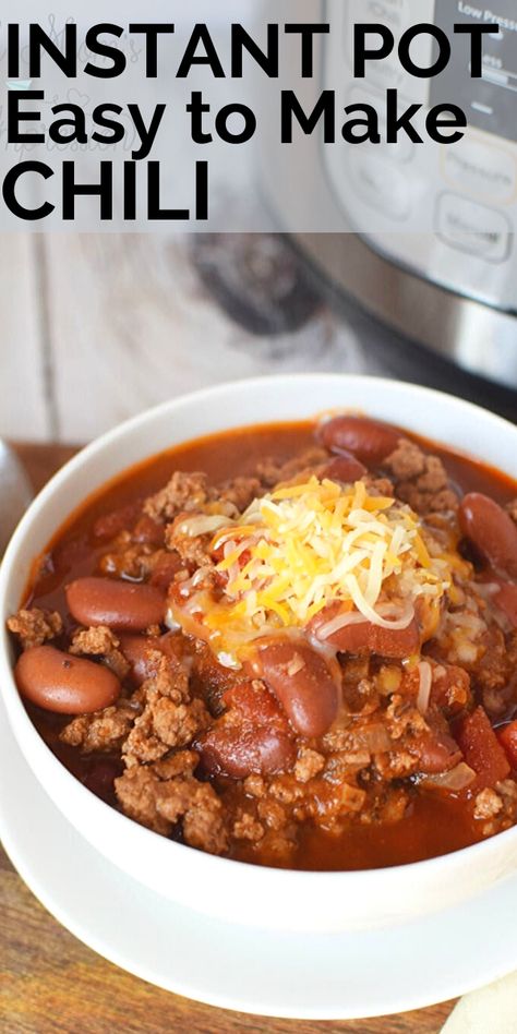 This is the best pressure cooker/Instant Pot chili recipe I have tried. It is filled with ground beef, beans, tomatoes and a ton of flavor! #instapot #instantpot #soup #chili #groundbeef Instant Pot Recipes For Beginners, Instant Pot Pasta Recipe, Pot Recipes Easy, Instant Pot Soup Recipes, Using A Pressure Cooker, Best Instant Pot Recipe, Healthy Instant Pot Recipes, Instant Pot Soup, Instant Recipes