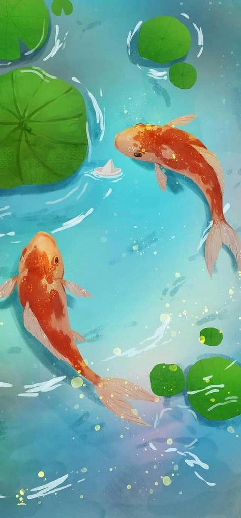 Fish Background, Koi Fish Drawing, Koi Fish Pond, Fish Wallpaper, Fish Drawings, Fish Pond, Art Download, Koi Pond, Ancient Chinese