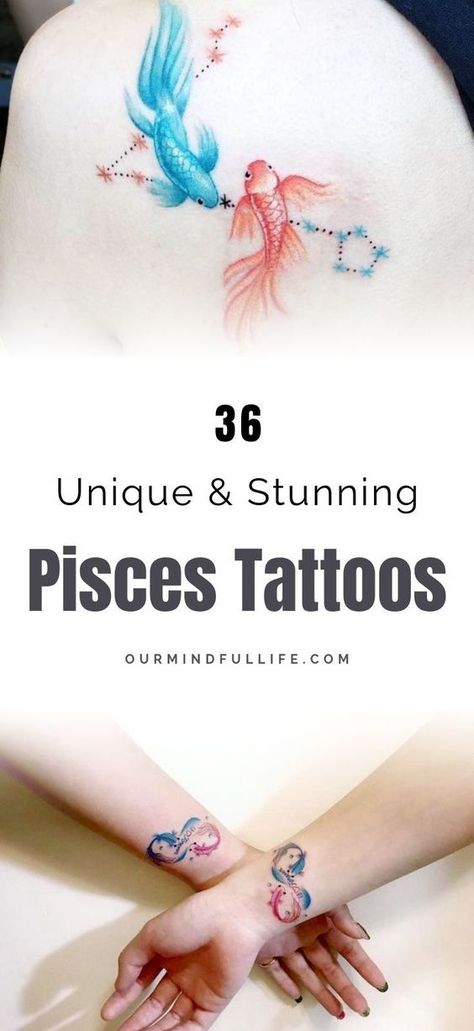 Pisces Wrist Tattoos For Women, Pisces Lotus Flower Tattoo, Pisces And Gemini Tattoo Combined, Tattoo Ideas Female Pisces, Horoscope Tattoos Pisces, Pisces Aesthetic Tattoo, Picies Tattoos, Pices Tattoo Pisces Zodiac, Pisces Fish Tattoo Women