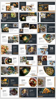 Food & beverages PowerPoint template. 36 slides Food Website Design, Food Catalog, Bar Restaurant Design, Architecture Restaurant, Visuell Identitet, Cookbook Design, Presentation Design Layout, Page Layout Design, Design Café