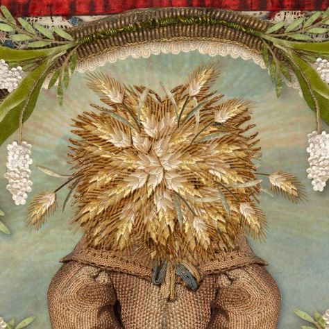 Andrea Zanatelli on Instagram: "“the harvest queen” or “the kern baby”/ from the embroidery series. 🌸🌾🌺 The artwork draws inspiration from a photograph by Sir Benjamin Stone that he took in 1901 at a festival called ‘the Harvest Home' in Northumberland. To celebrate the abundant harvest of corn, during the rites of the feast the last bundle of wheat was collected, shaped into a human figure, then dressed in fine clothes and crowned with flowers. The custom roots in ancient traditions of folk Andrea Zanatelli, Lammas Lughnasadh, Wheat Harvest, Wicker Man, Pagan Rituals, Summer Solstice, The Harvest, Human Figure, Traditional Dress