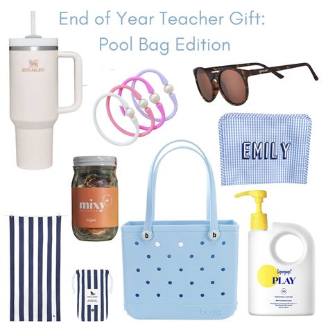 Teacher gift // beach bag // pool bag // Bogg Bag // Stanley cup // Gresham Jewelry // bracelet // Goodr sunglasses // Travl Designs gingham bag // Supergoop sunscreen // Dock and Bay towel Follow my shop @KatelaineMcGee on the @shop.LTK app to shop this post and get my exclusive app-only content! #liketkit #LTKGiftGuide #LTKswim #LTKSeasonal @shop.ltk https://liketk.it/49DAc Bogg Bag Gift Basket, Gresham Jewelry, Supergoop Sunscreen, Gingham Bag, Goodr Sunglasses, Beach Bag Gift, Pool And Beach, Pool Bag, Bogg Bag