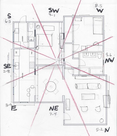 Feng Shui Floor Plan Layout, Feng Shui Grid, Feng Shui House Plans, Feng Shui Floor Plan, House Feng Shui, Feng Shui Room, 2000 Sq Ft House, South Facing House, Feng Shui Bagua