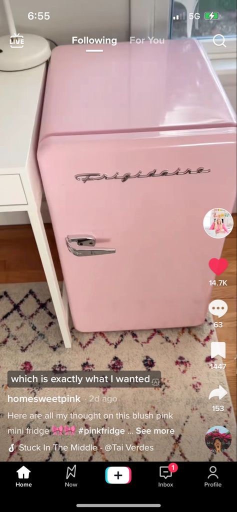 Pink Mini Fridge With Freezer, Pink College Dorm Aesthetic, Pink Mini Fridge Aesthetic, Mini Fridge In Room, Aesthetic Mini Fridge, Mini Fridge Aesthetic, Dorm Room Fridge, Mini Fridge Dorm, Nyc Dorm