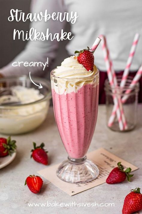 Best Strawberry Milkshake Recipe, Calories In Strawberries, Strawberry Shake Recipe, Vegan Ice Cream Brands, Milkshake Recipe Strawberry, Strawberry Banana Milkshake, Ice Cream Shake, Recipe Strawberry, Strawberry Drinks