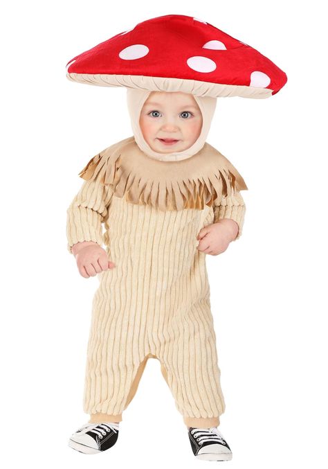 PRICES MAY VARY. Size: 12/18 Months 89% polyester, 11% nylon wide wale corduroy; 100% polyester faux suede; 100% cotton jersey knit Jumpsuit has back zipper, rib knit pants cuffs Snaps along inseams for diaper access Fringed faux suede wide collar Wagon Halloween Costumes, Halloween Costumes With Baby, Costumes With Baby, Storybook Costumes, Mushroom Outfit, Luigi Costume, Mushroom Costume, Toadstool Mushroom, Costume Jumpsuit