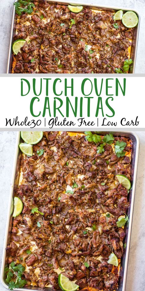 Dutch Oven Carnitas - Healthy Hearty Recipes Dutch Oven Carnitas, Oven Carnitas, Cooking Pork Shoulder, Cast Iron Skillet Recipes Dinner, Fast Healthy Dinner, Hearty Recipes, Cooking Pork, Easy Whole 30 Recipes, Carnitas Recipe