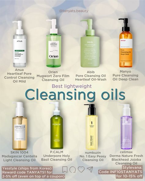 Best lightweight cleansing oils ✅ All of them easily remove makeup and impurities. It’s not hard to wash them off, so they won’t clog your pores. ▫️ Anua Heartleaf Pore Control Cleansing Oil Mild — I like it much more than the original. ▫️ Orien Mugwort Zero Film Cleansing Oil Abib — an ideal cleansing oil with calming mugwort extract, so easy to wash it off! ▫️ Abib Pore Cleansing Oil Heartleaf Oil-Wash — extremely lightweight, perfect for acne-prone skin, my personal favourite. Doesn’... Japanese Cleansing Oil, Sebaceous Filaments, Oil For Dry Skin, Combination Skin Type, Pore Cleansing, Unclog Pores, Skin Care Routine Steps, Skin Care Kit, Cleansing Oil