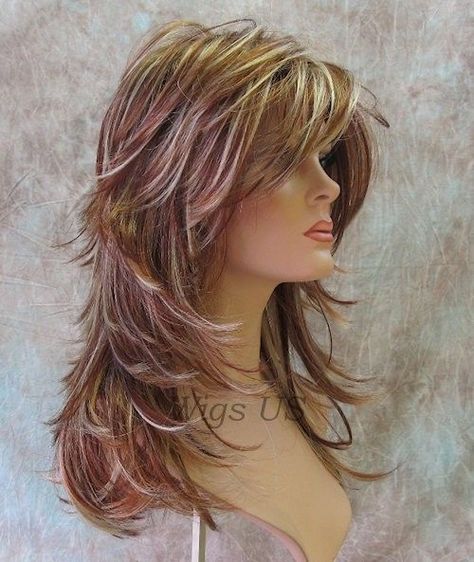 Choppy Layered Hairstyles, Shoulder Length Curly Hair, Shaggy Long Hair, Prom Hairstyle, Layered Haircuts For Medium Hair, Real Hair Wigs, Haircuts For Medium Hair, Long Hair With Bangs, Penteado Cabelo Curto