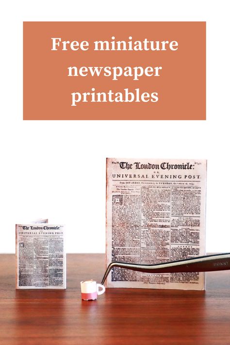 Download the free printables and make some miniature newspaper today! #printableminiaturesfree #dollhouseprintables #dollhouseminiatures #miniatureprojects #printablesminiaturesfree Dollhouse Book Printables Free, Diy Miniatures Tutorials Free Printable, Mini Newspaper Printable, Miniature Newspaper Printable, Free Printable Dollhouse Miniatures, Free Miniature Printables 1:12 Books, Free Mini Printables, Dollhouse Miniature Printables Free, Doll House Printables Free