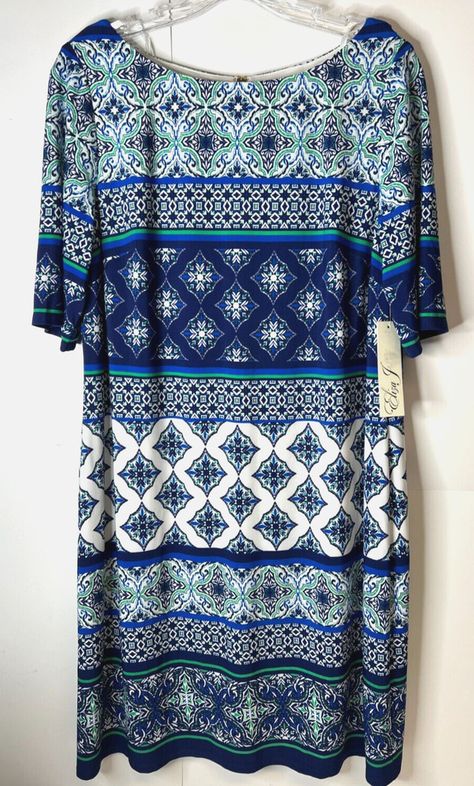 #ad Find ideas and inspiration for Eliza J Women's 14 Petite Geometric Shift Dress Blue Stretchy Lined Back Zip NWT, Fashion Dresses Eliza J, Dress Blue, Shift Dress, Blue Dresses, Womens Dresses, Fashion Dresses, Blue, Dresses