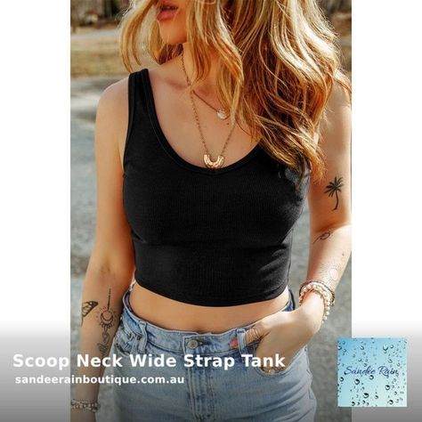 😍 Scoop Neck Wide Strap Tank 😍 by Sandee Rain Boutique starting at $76.00 * Features: Basic style * Sheer: Opaque * Stretch: Slightly stretchy * Material composition: 93% viscose, 7% elastane * Care instructions: Machine wash cold. Tumble dry low. * Imported * Product measurements: S:Bust 28.74 in, Top Length 14.17 in M:Bust 31.10 in, Top Length 14.96 in L:Bust 33.46 in, Top Length 15.75 in XL:Bust 36.61 in, Top Length 16.54 in #sandeerainboutique #☝🏼🛑🛍 #leggings #butterysoft ... Knitted Crop Tank Top, Black Crop Top Tank, Low Neckline, Cropped Vest, Cropped Tops, Sleeveless Crop Top, Knit Crop Top, Knit Crop, Black Rib