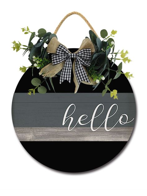 Hello Door Sign Home Decor Round Wood Wreaths Wall Hanging Sign Farmhouse Porch Sign Front Door Decoration for Housewarming Gift All Seasons Holiday,12In - Walmart.com Porch Garland, Front Door White, Farmhouse Front Porch Decor, Welcome Wreaths, Spring Wreaths For Front Door, Sign For Front Door, Welcome Signs Front Door, Porch Bar, Round Signs