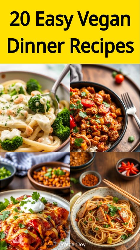 20 Easy Vegan Dinner Recipes Filling Vegan Dinner, Easy One Pot Dinners Vegetarian, Super Easy Vegan Recipes, Easy Healthy Vegan Dinner Recipes, Vegan Food Ideas Easy, Vegan Meal Ideas Healthy, Interesting Vegan Recipes, Easy Dinner Recipes For Two Vegetarian, Vegan Comfort Meals